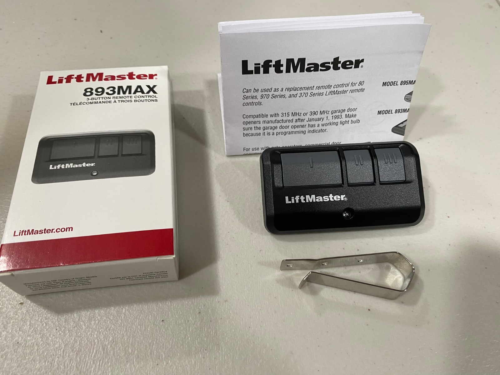 LiftMaster 893MAX 3 Button Visor Remote Control Garage Door Opener B gallery