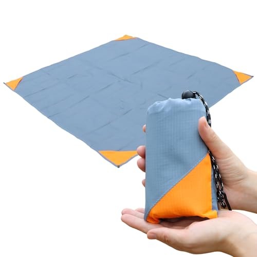 Pocket Picnic Blanket, Sandproof Lightweight Pocket 55"x60" Grey/Orange gallery