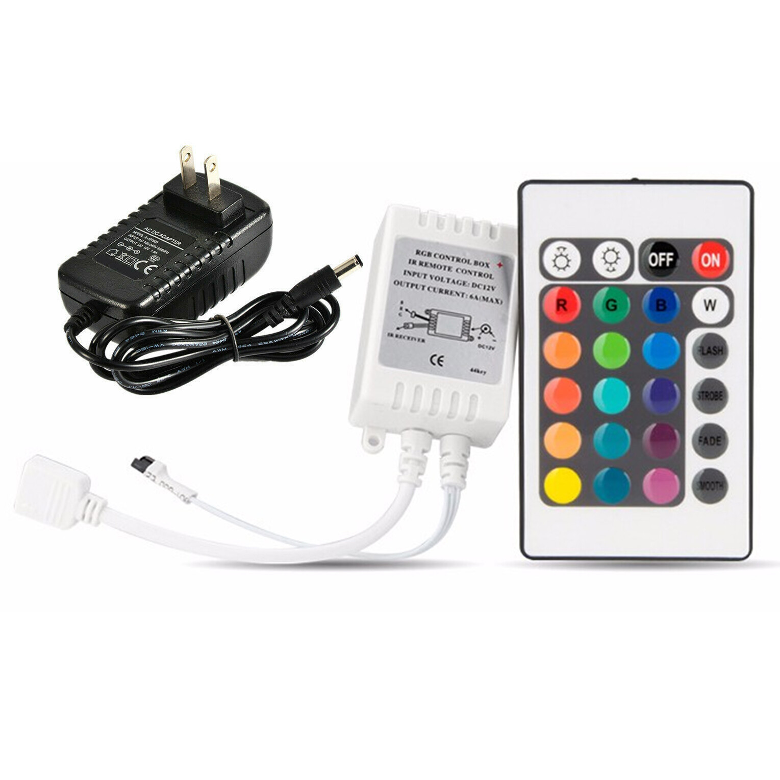 Key LED Strip Lights IR Remote Controller DC 12V 2A Power Supply 5050 3528 gallery