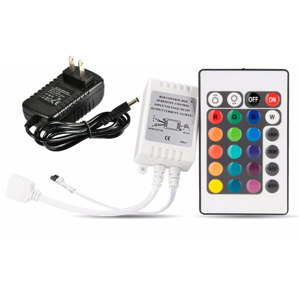 Key LED Strip Lights IR Remote Controller DC 12V 2A Power Supply 5050 3528