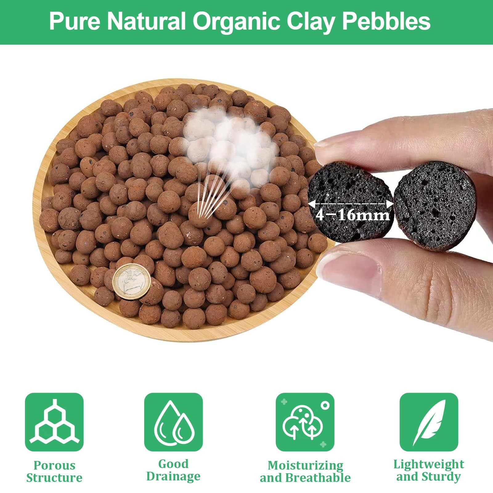 6 LBS Organic Expanded Clay Pebbles - 4mm-16mm Natural Leca Balls Lightweight... gallery