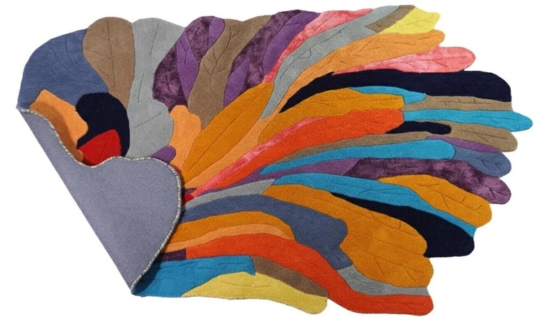 Multicolor Abstract Leaf Irregular Area Rug - Hand Tufted 6x9 |8x10 multicolor gallery