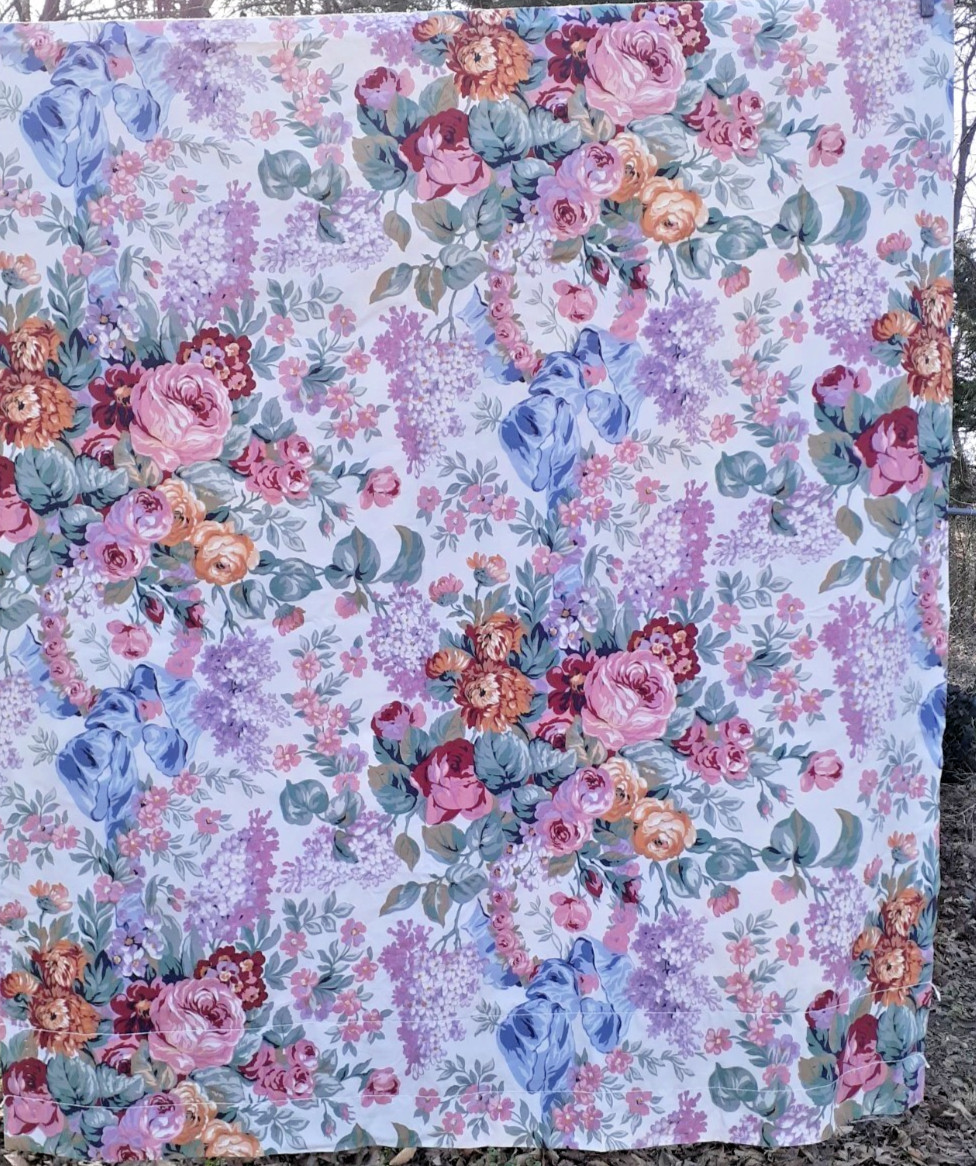 Vintage Ralph Lauren ALLISON PAIR Floral Lined Drapes 80x84 Shabby Chic gallery