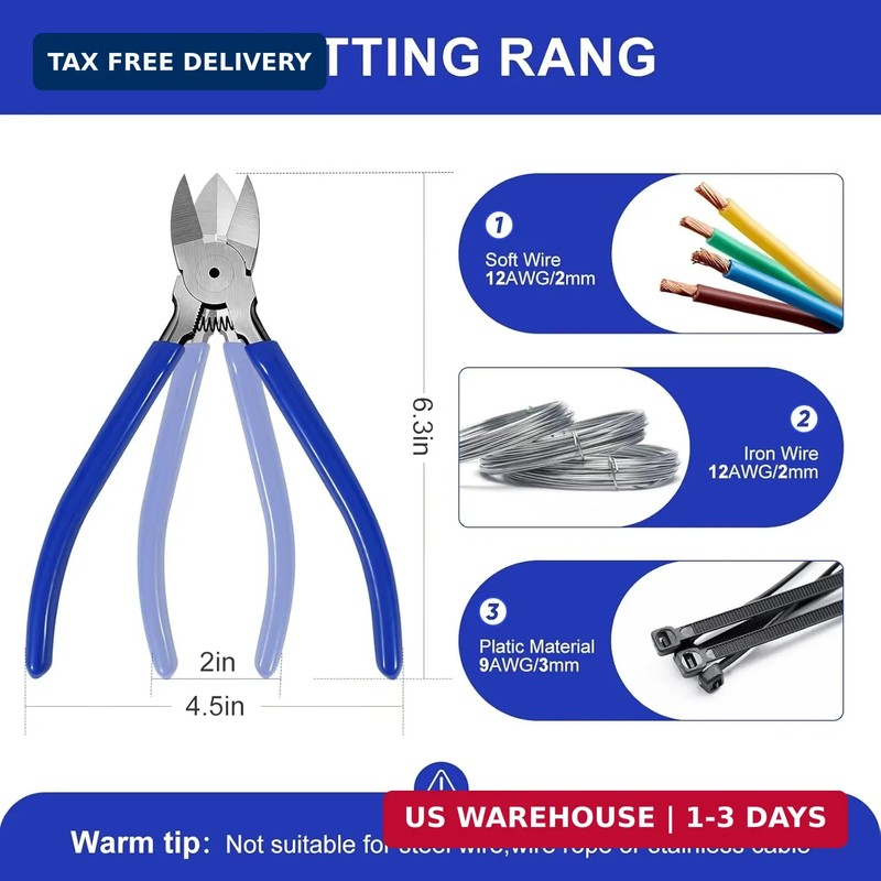 2 Pack Wire Cutters Set, 6"+5" Sharp Flush Cutters, Spring Loaded Side Cutting P gallery