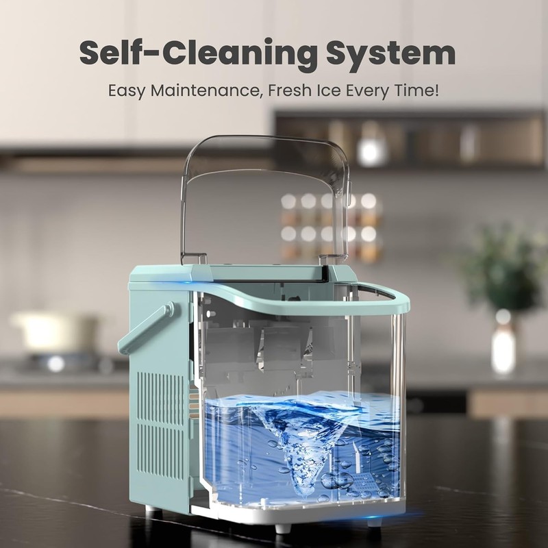 Countertop Ice Maker with Handle 26lbs/24H Portable 9 Bullet Cubes in 6 Min gallery