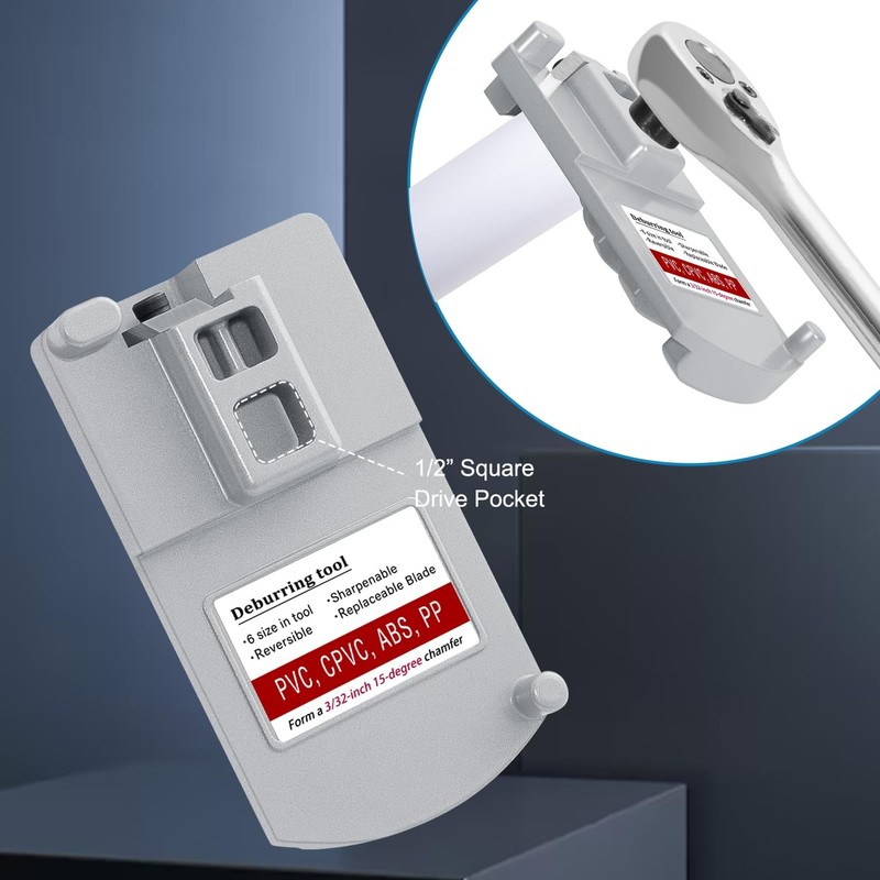 PVC Pipe Deburring Tool For Six Pipe Sizes from 1-1/4 to 4" For PVC ABS CPVC PP gallery