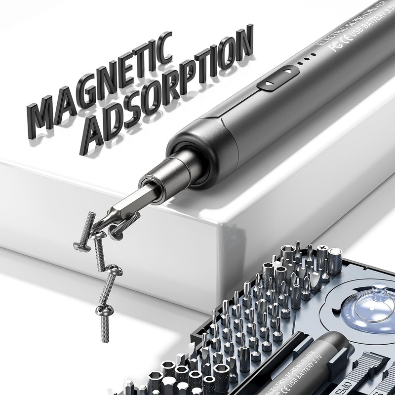 Electric Screwdriver Set, Precision Magnetic Drill Bit, Grey gallery