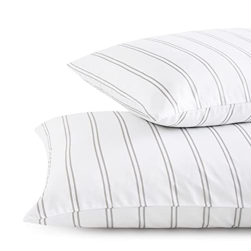 - Striped Pillow Cases, Ticking Stripe Vertical Standard (20"x26") Gray White gallery