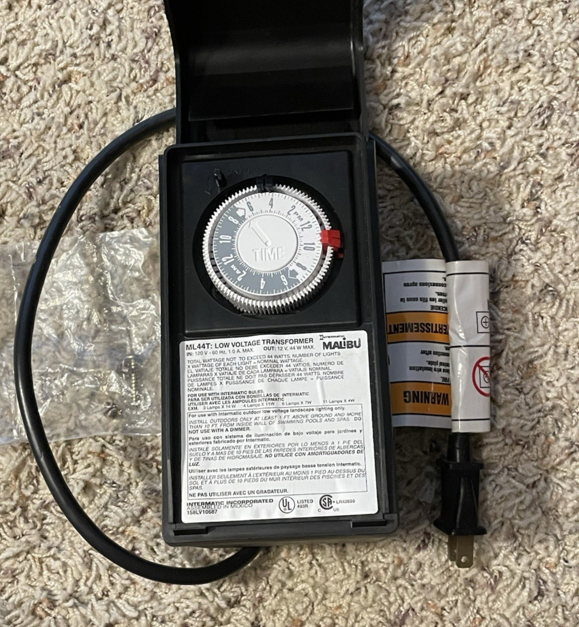Malibu Intermatic 44w ML44T Low Voltage Lighting Transformer/Timer, NEW, No Box gallery