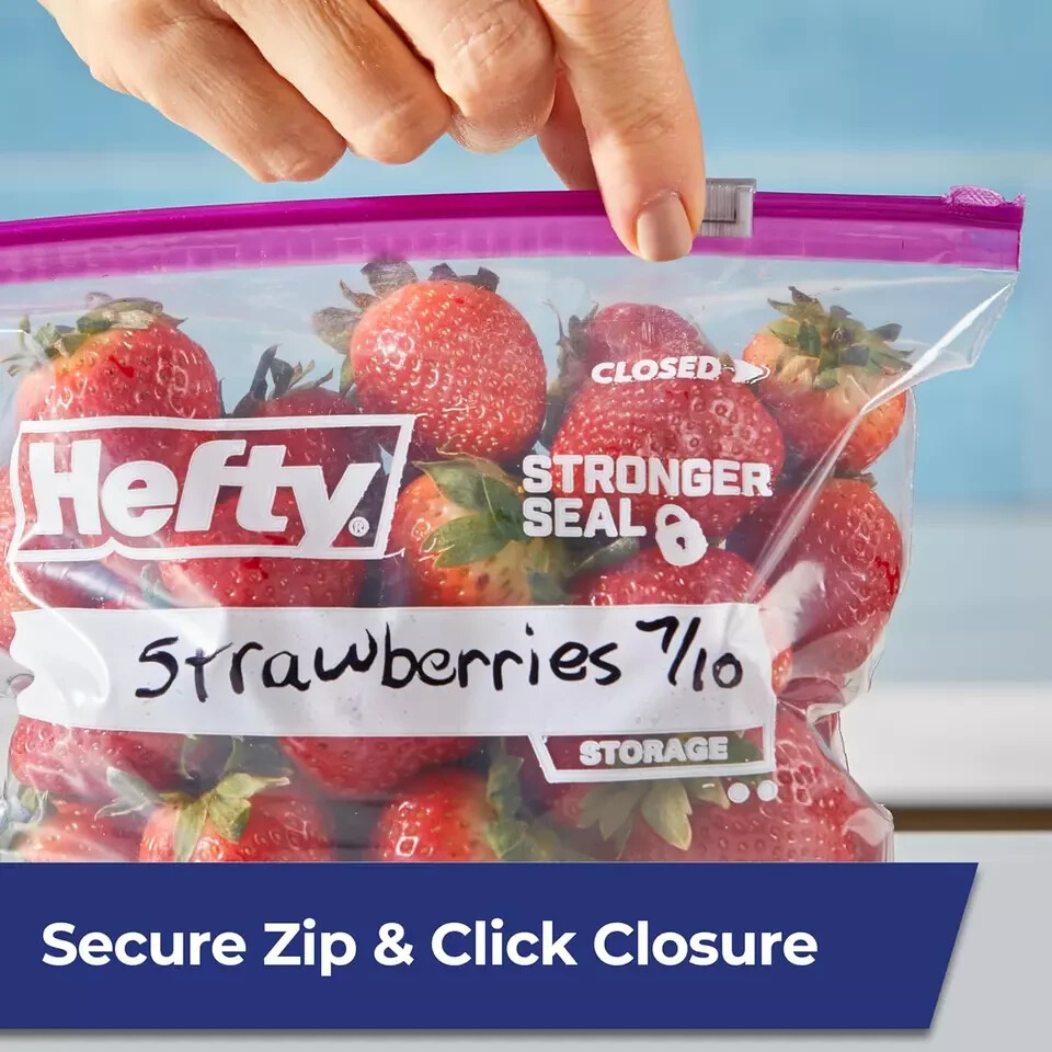 Hefty Slider Storage Bags, Gallon Size - Durable, Leak-Proof, Easy-to-Use (66 Co gallery