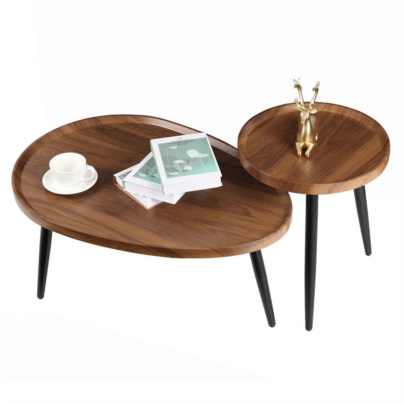 2 Piece Modern Solid Wood High Gloss Coffee Table Living Room Office Furniture gallery