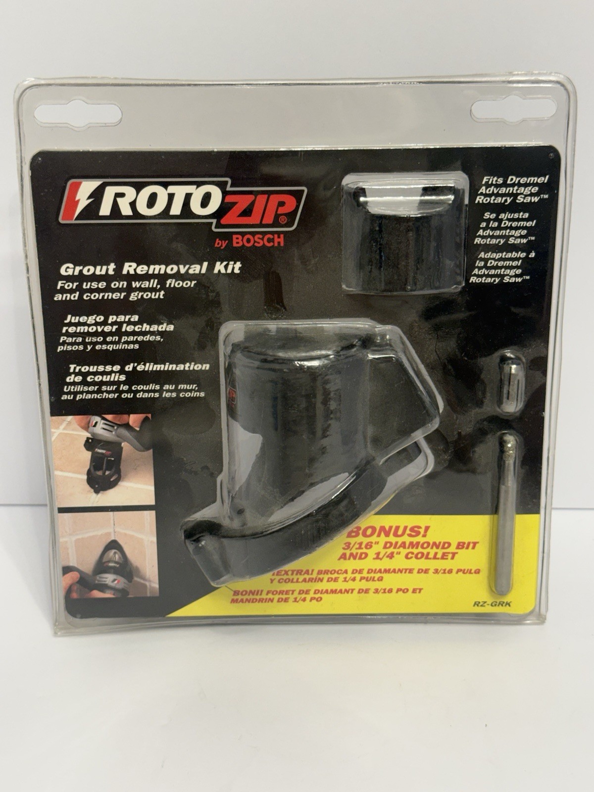 Bosch RotoZip Grout Removal Kit w/ Bonus 3/16" Diamond Bit & 1/4" Collet RZ-GRK gallery