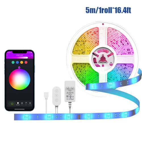 16ft 100ft LED Strip Light Music Sync Bluetooth 5050 RGB Room Light w/ Remote US gallery