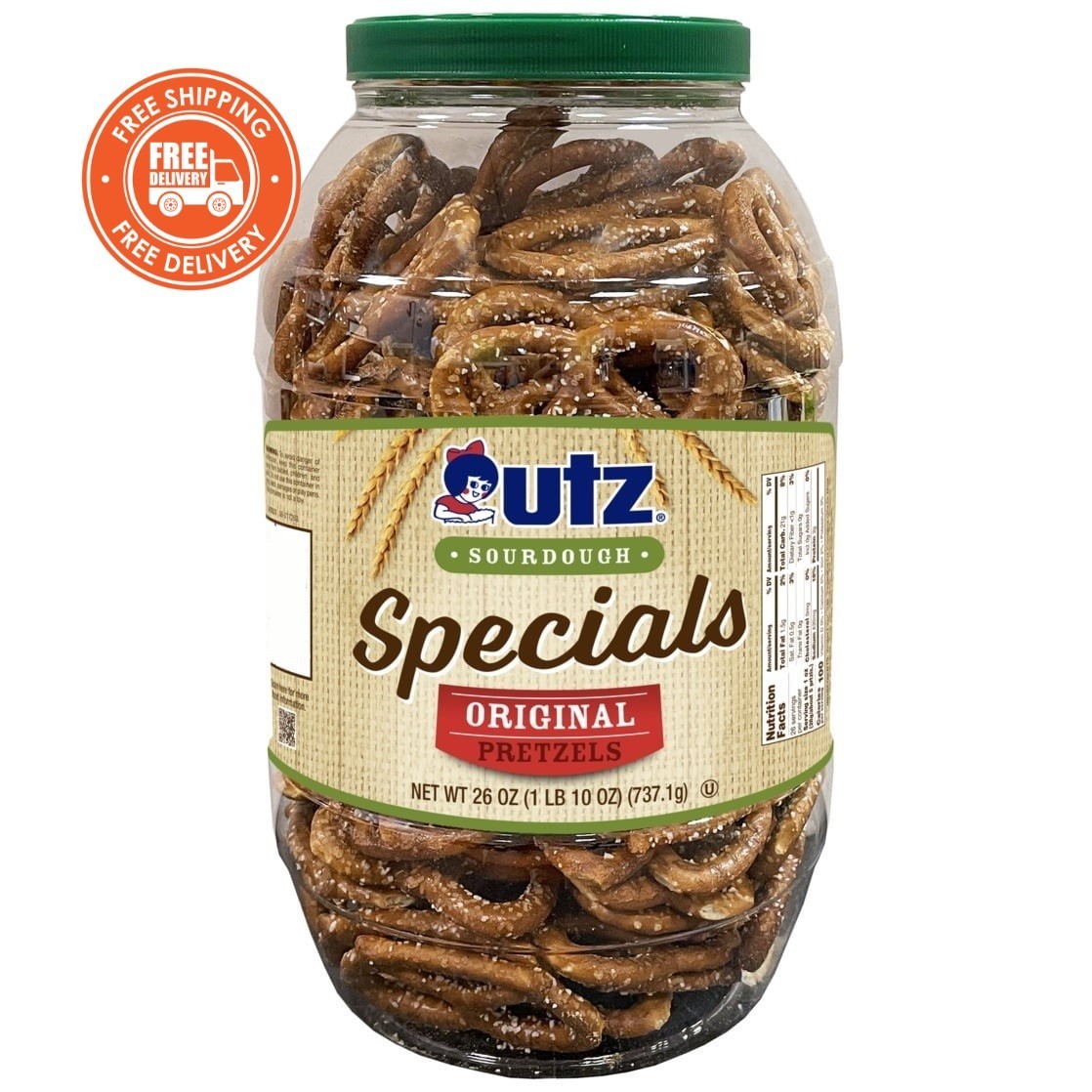 Utz Original Sourdough Special Pretzels, 26 oz Barrel Container gallery