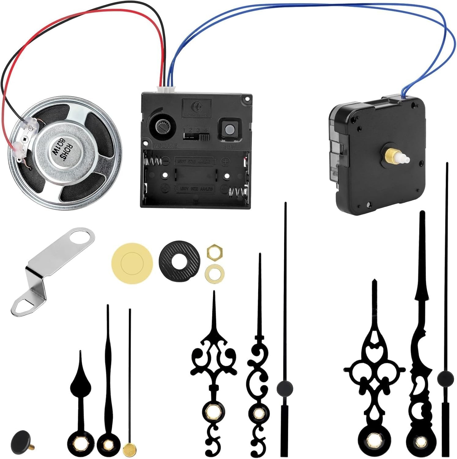 EEEKit Chiming Clock Mechanism Replacement, Battery Motors with Chime Black gallery