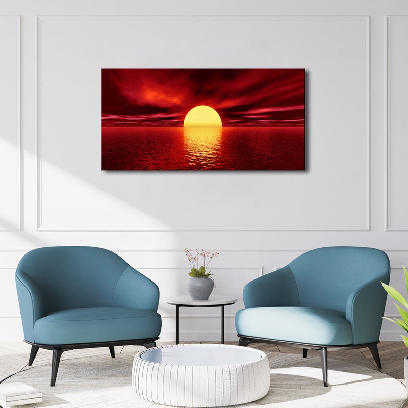 Large 1 Panel Modern Canvas Prints Wall Art Seascape Pictures Sun Paintings gallery