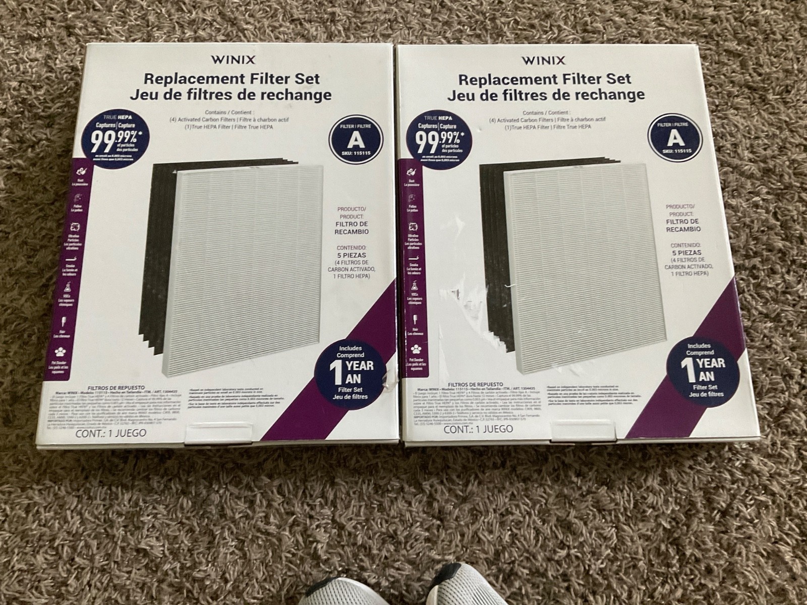Winix Replacement Set Filter A 115115 (4 Carbon Filters + 1 True Hepa) NIB (2) gallery