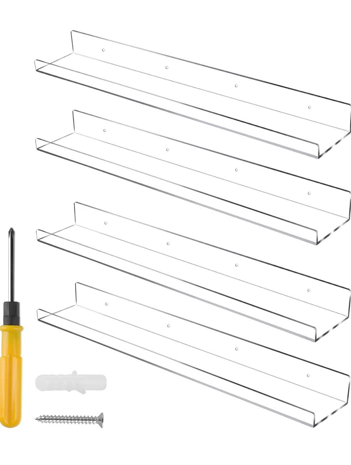 24 Inch Clear Floating Shelves 4 Pack Acrylic Shelves Invisible Floating Wall gallery
