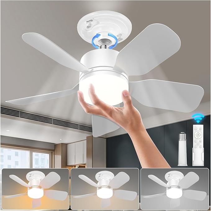 Socket Fan Light Ceiling Fans Lights Remote Control Dimmable LED Ceiling Fan New gallery