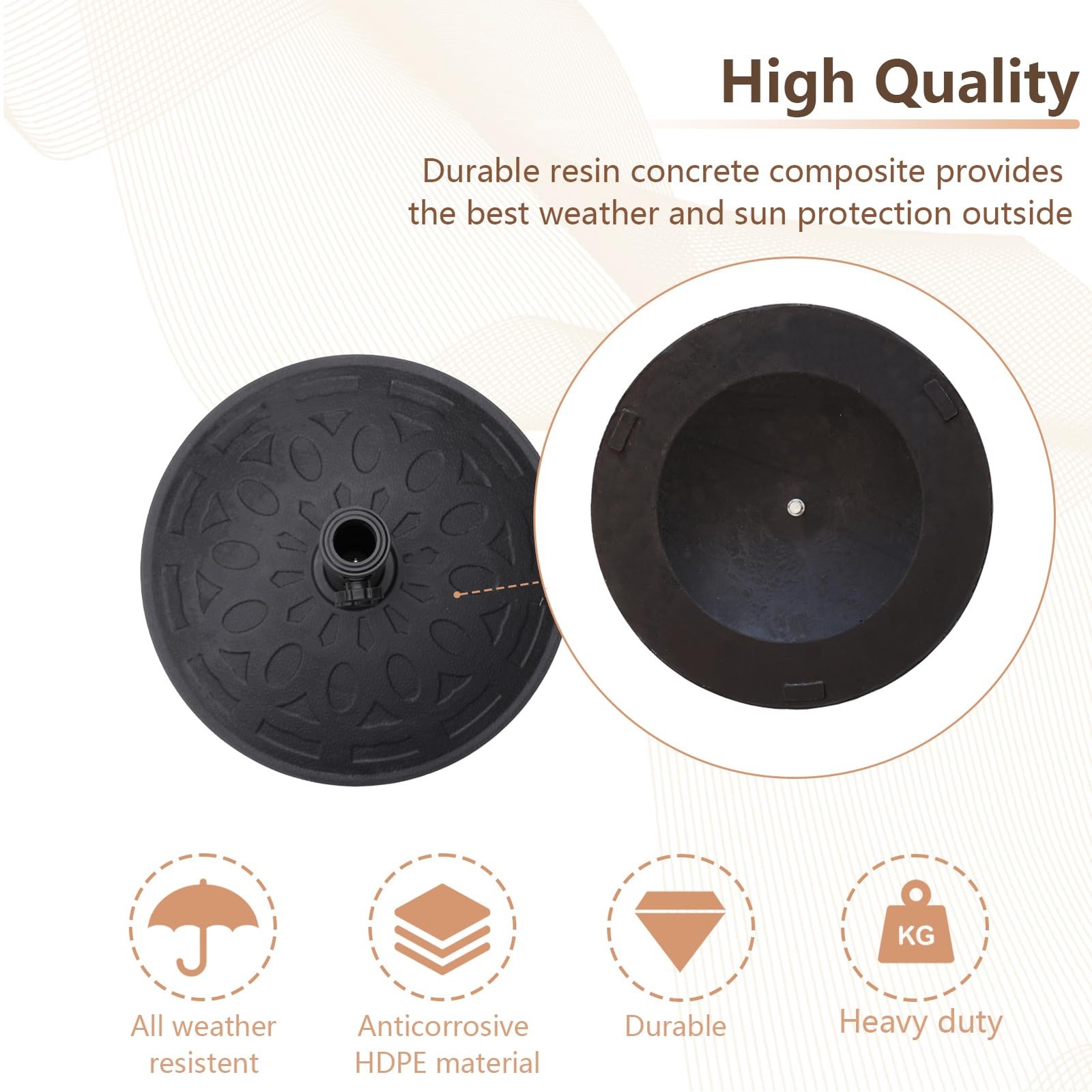42 lb Heavy Duty Round Patio Base Stand for Outdoor Market Table Umbrella, Black gallery