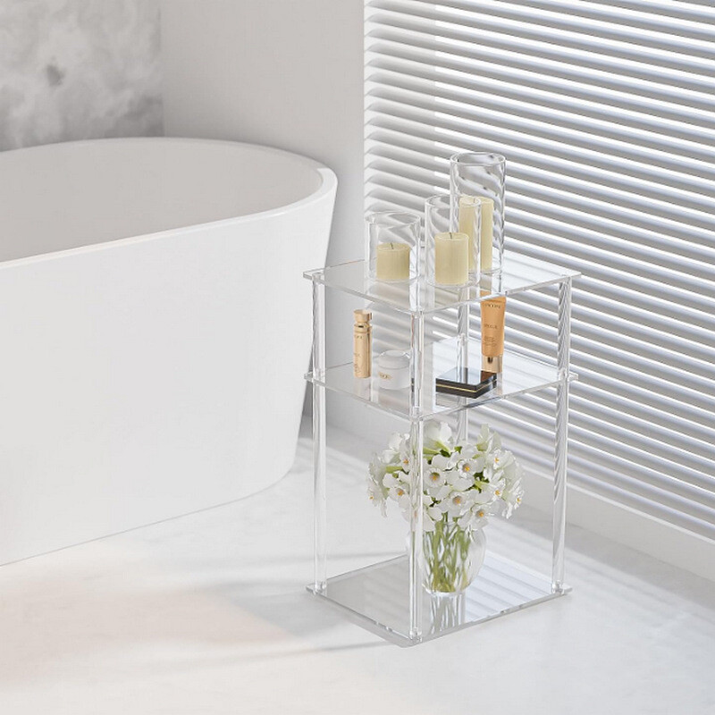 Acrylic Narrow Side Table 7" Wide Skinny Nightstand/Bedside Slim Small End Table gallery