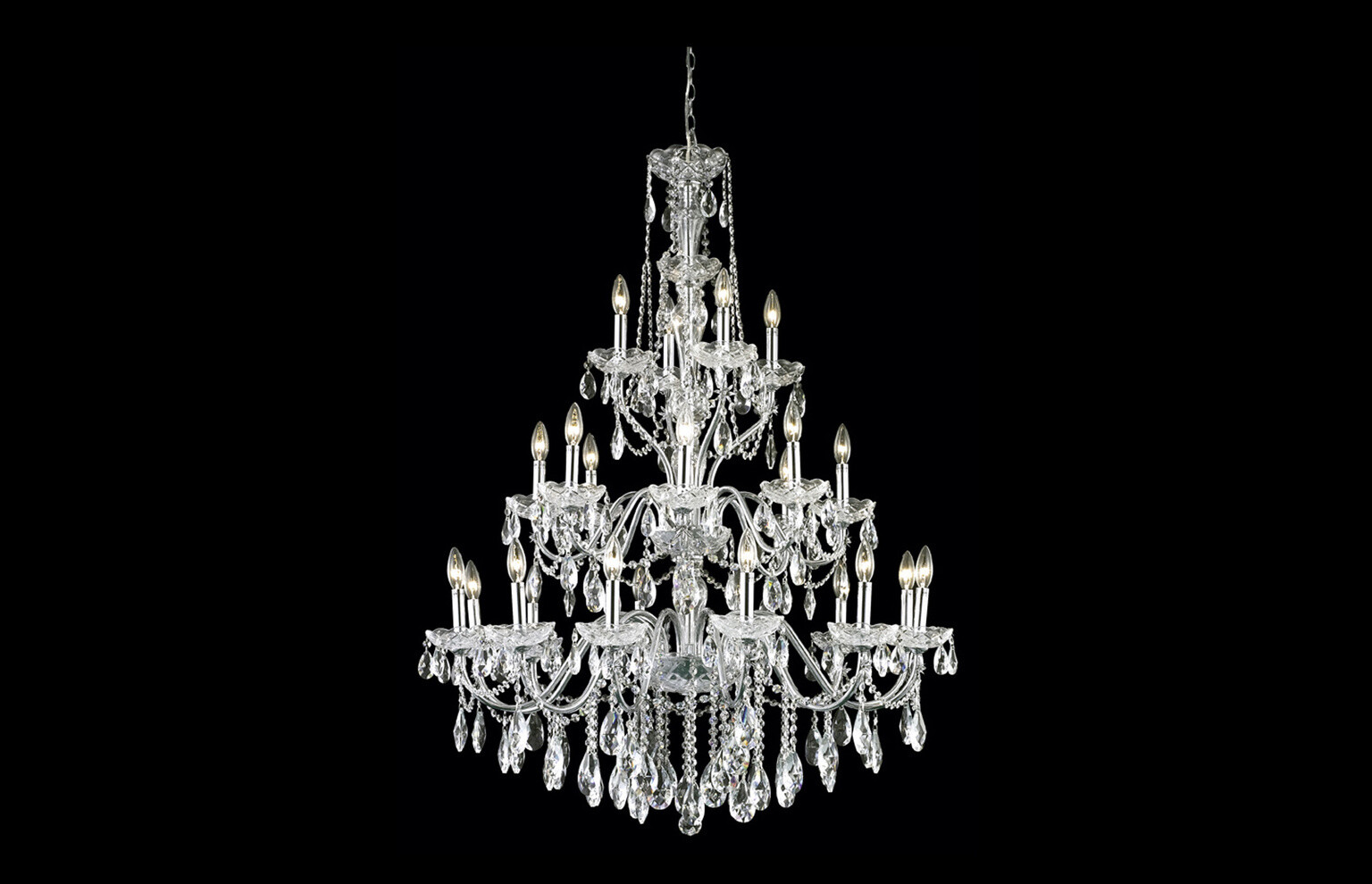 Large Crystal Chandelier 24 Light Fixture Chrome for Dining Room or Foyer 49" gallery