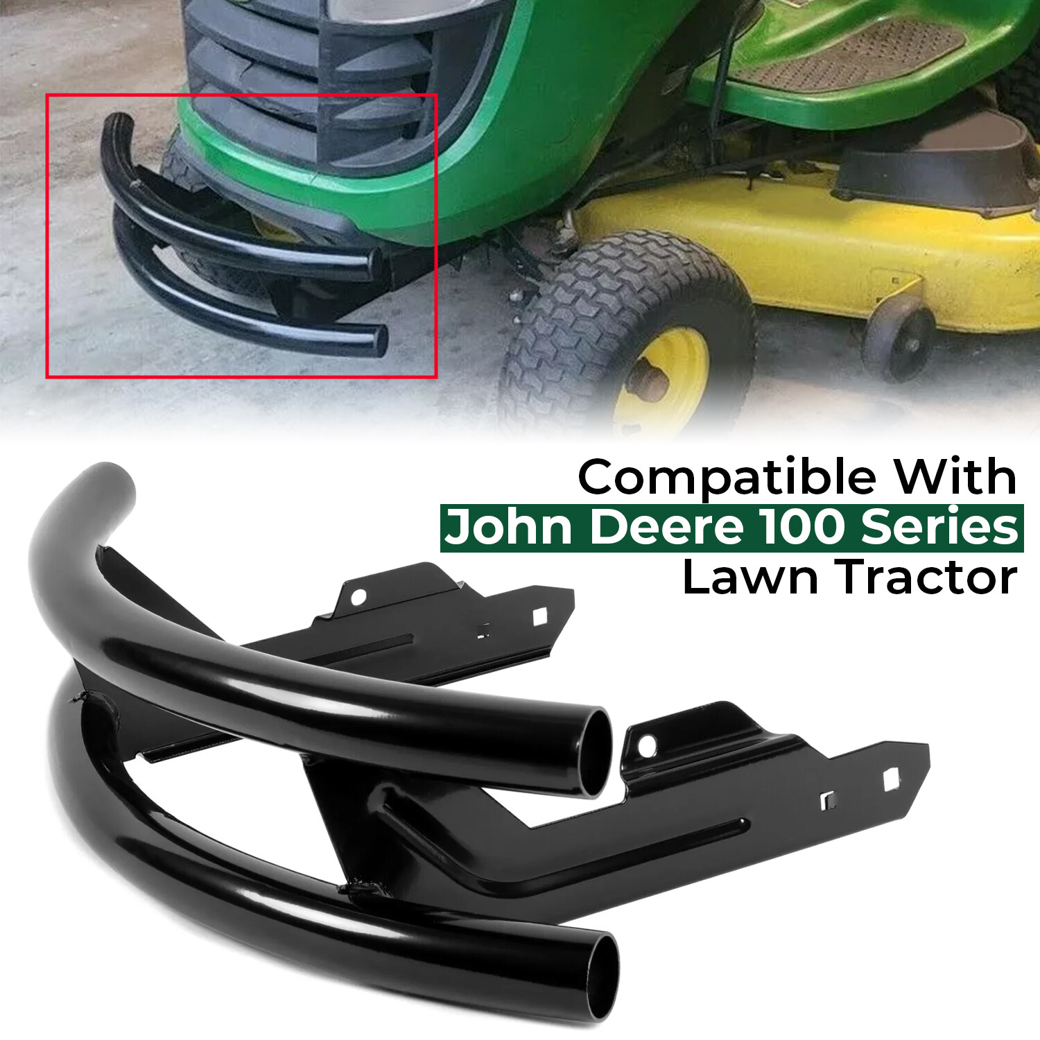 2-Bar Front Bumper Guard Lawn Protection W/ Stickers For John Deere 100 Series gallery