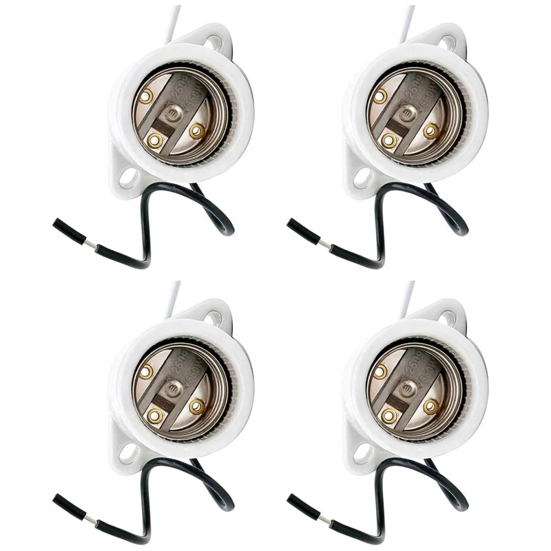 Pendant Light Sockets 4 Pack 660V E26 E27 White Holder with Pre-Wired Cord 18AWG gallery