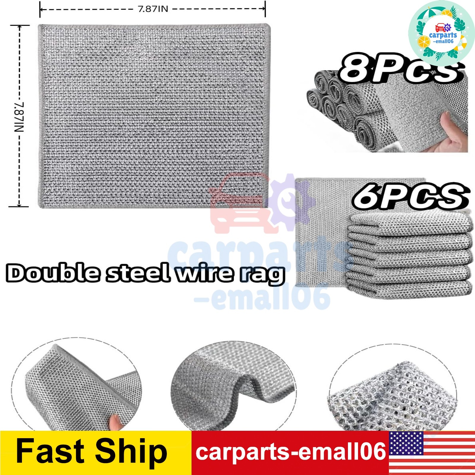 6 Pack Steel Wool Dishwashing Pads Multipurpose Mesh Dish Cloths Stainless Steel gallery