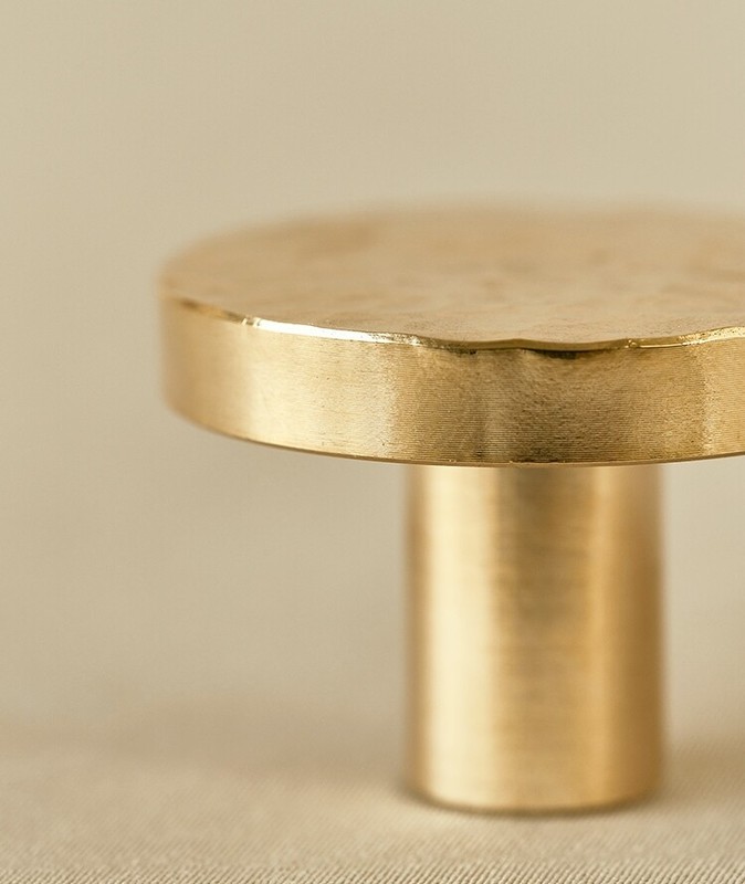 28mm Round Cabinet Door Knob Handle Pull Kitchen Drawer Hammered Brass Handmade gallery