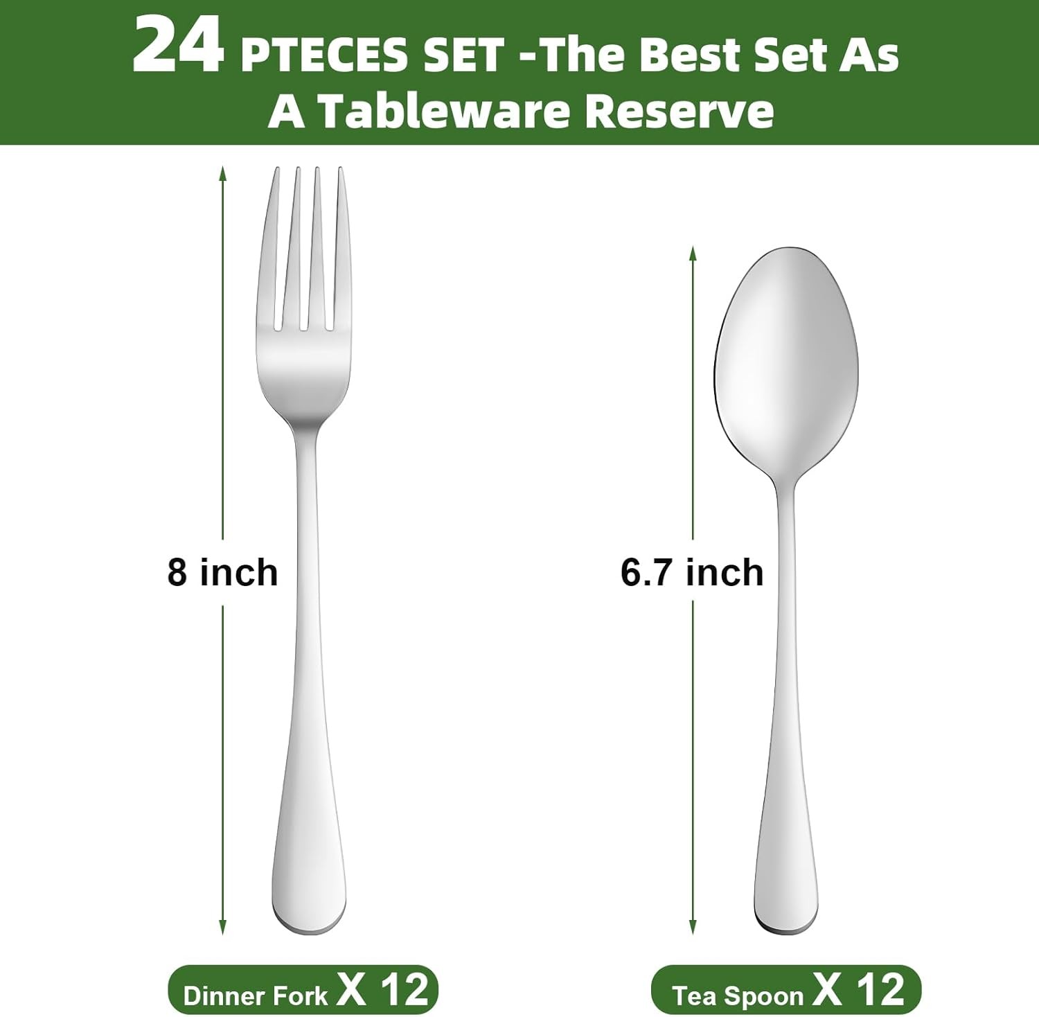 24 Pcs Forks and Spoons Silverware Set, Food Grade Stainless Steel Flatware gallery