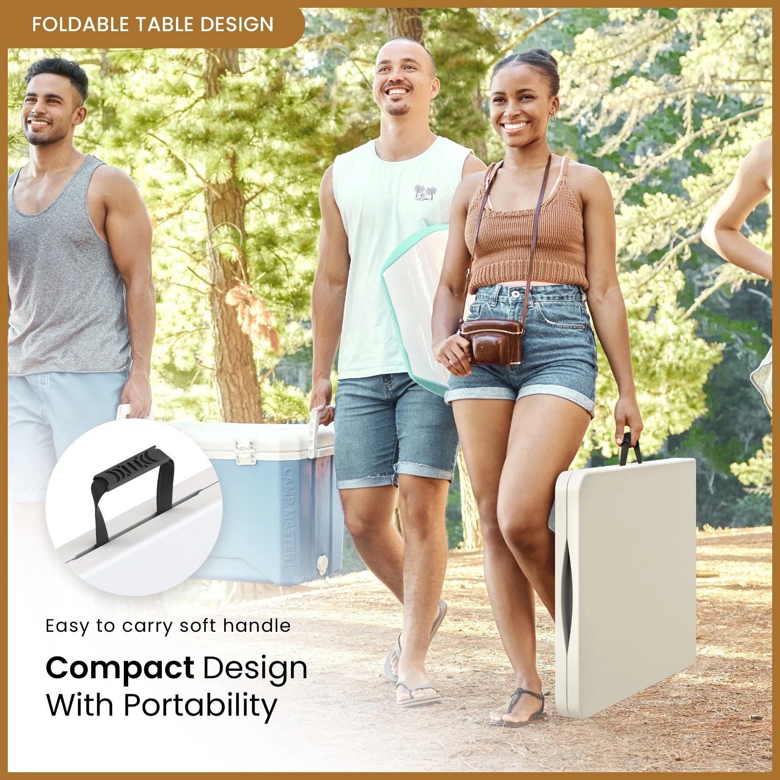 5.5 Ft Adjustable Height Portable Folding Table Fold-in-Half Picnic Table Handle gallery
