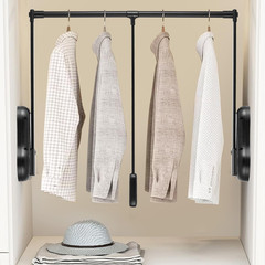 Heavy-Duty Adjustable Pull-Down Closet Rod with Lift Damping System, 55lb Capaci