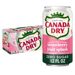 Canada Dry Fruit Splash Strawberry Ginger Ale Zero Sugar Soda, 12 fl oz cans, 12