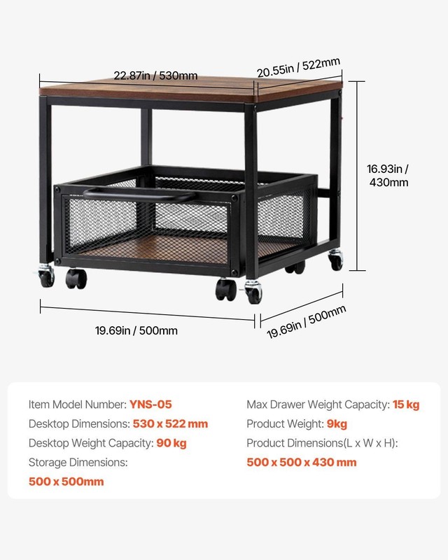 Compact Mini Fridge Stand 198lb with Storage Basket & 360° Casters Light Brown gallery