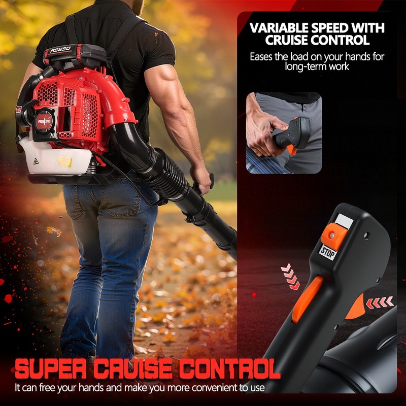 Gas Backpack Leaf Blower 80cc 900CFM 3.5kw 2.3L Fuel Tank Yard Commercial gallery