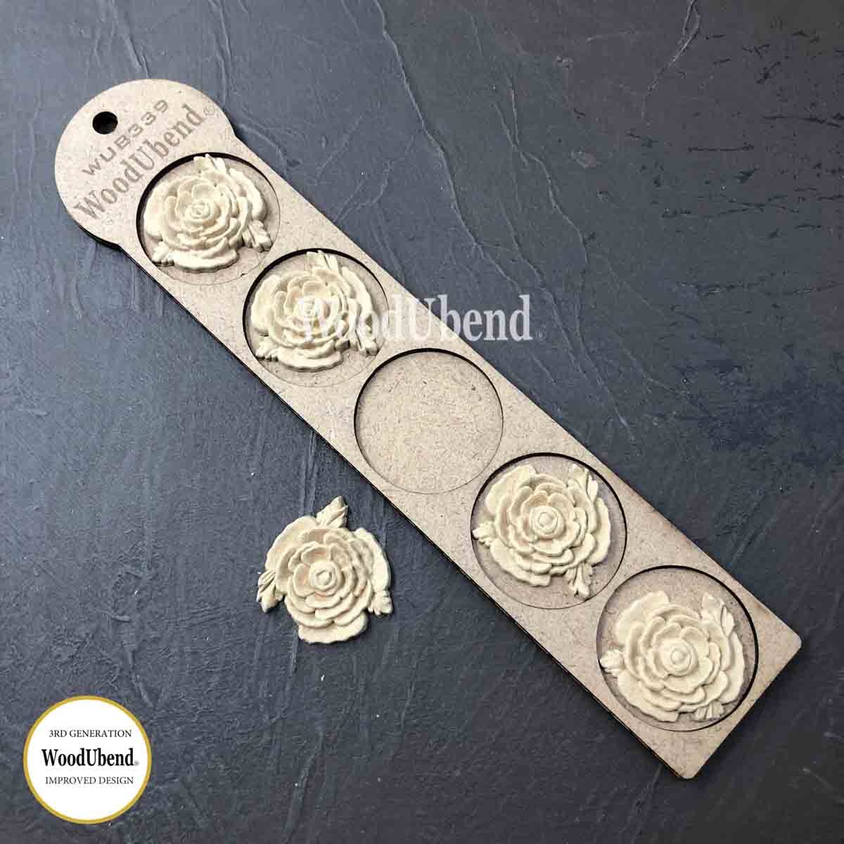 WoodUbend Heat Bendable Molding Pack of Five Small Leafed Roses WUB0339 4x4cm gallery