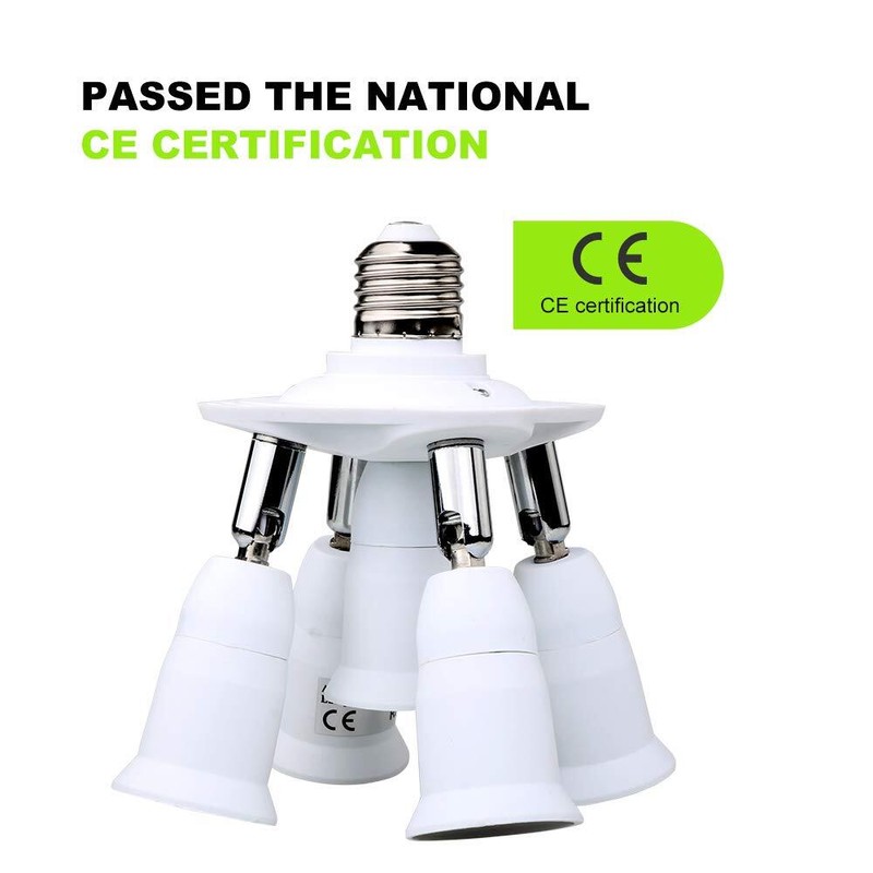 5 in 1 E26 Light Bulb Socket Splitter Converter Adapter 360 Degree Adjustable... gallery