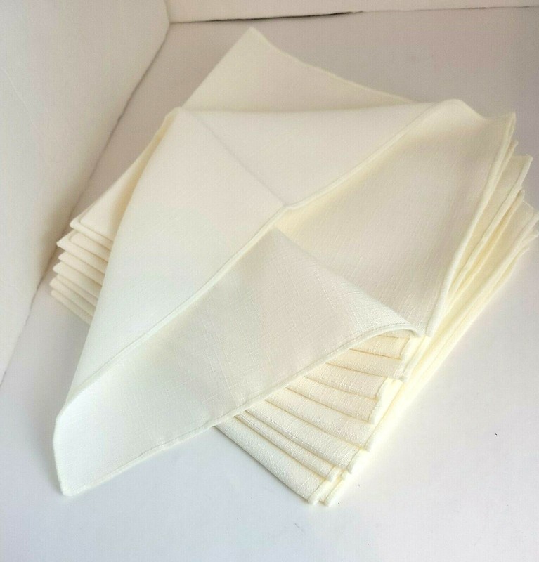 Twelve (12) Linen-like, Ivory, Polyester Blend, CLOTH NAPKINS - New gallery