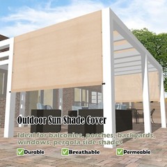 90% UV Block HDPE Canopy Replacement Pergola Shade Cover w/Rod Pocket & Grommets