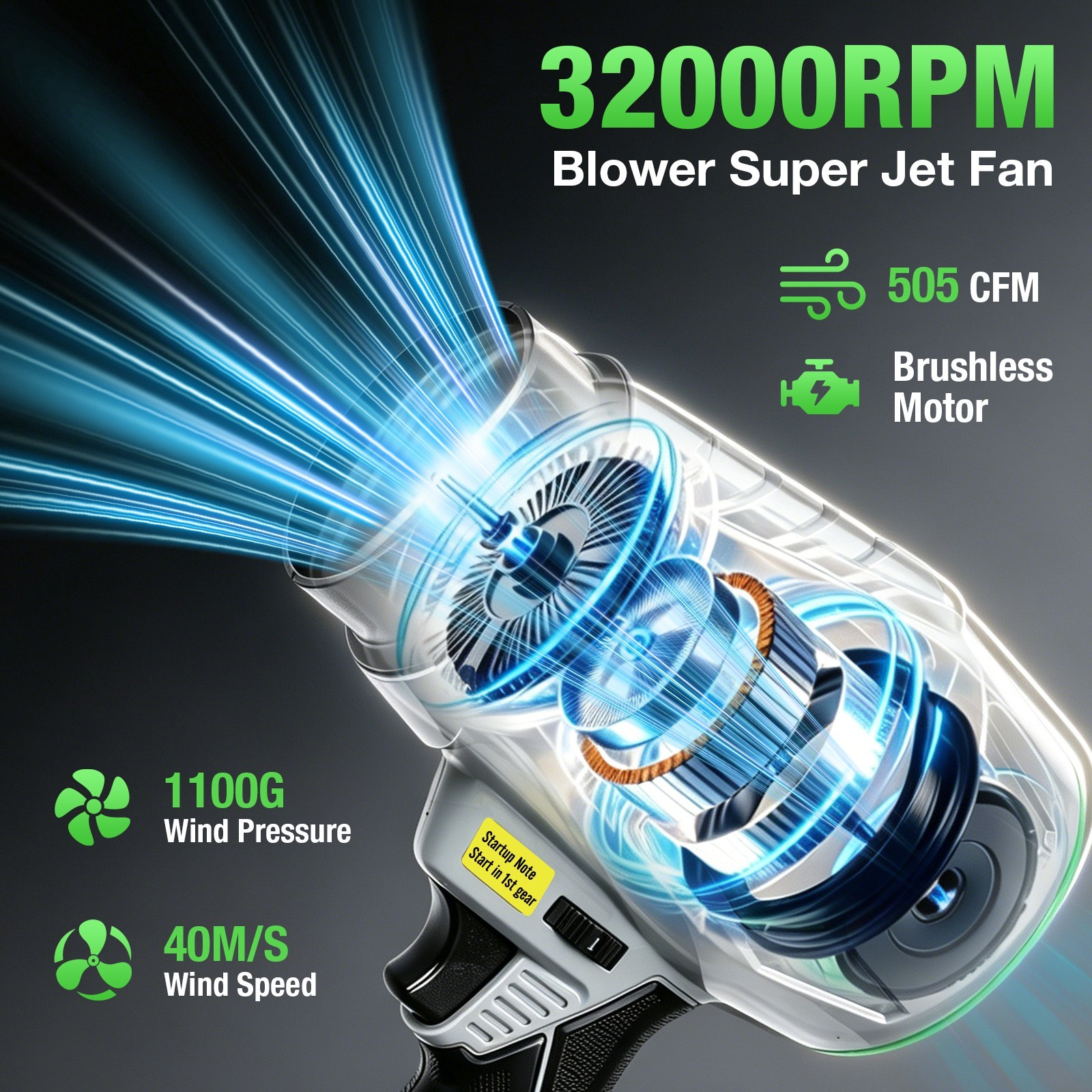 21V Cordless Leaf Blower 505CFM Handheld Leaf Blower with 2 x 4.5Ah Batteries gallery