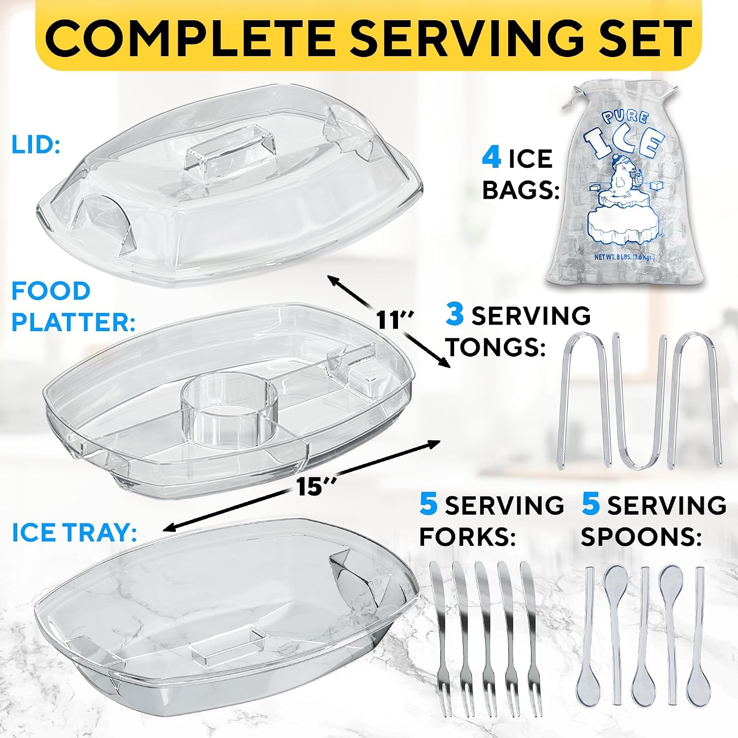 Premium Chilled Serving Tray for Parties - 15" Ice Chilled Party Platter w/Lid gallery