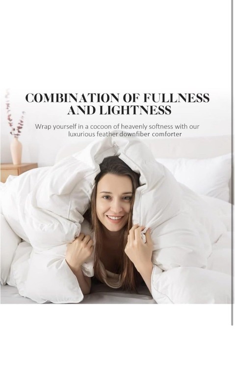 WhatsBedding King Feather Comforter, Filled with Feather and Down, White Duvet gallery