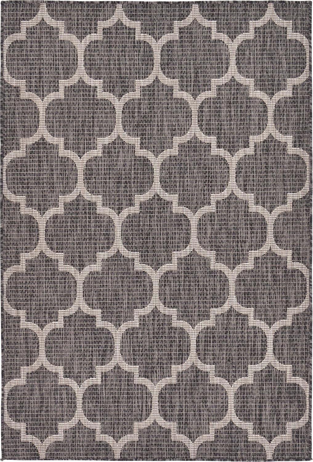 Unique Loom Outdoor Trellis Collection Area Rug (4' 1" x 6' 1" Rectangle, Black/ gallery
