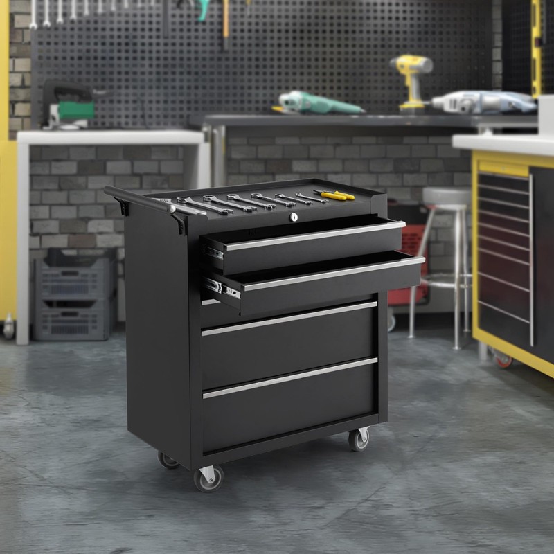 5-Drawer Rolling Tool Chest Tool Box Lockable Storage Cabinet Tool Cart w/Wheels gallery