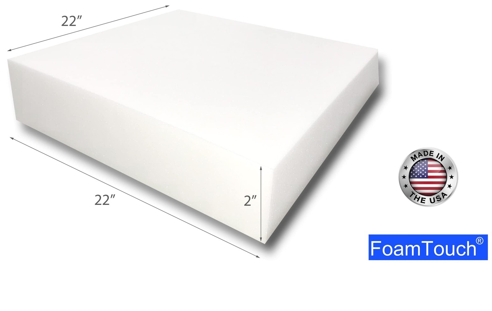 FoamTouch High Density 2" Height x 22" Width x 22" Length Upholstery Foam gallery