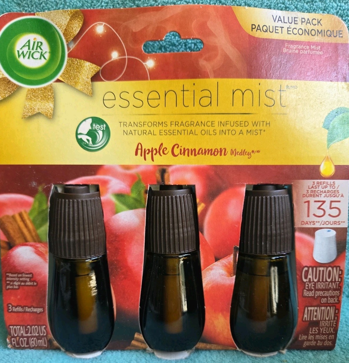 Air Wick Essential Mist Refill 3 ct Apple Cinnamon Medley Essential Oils NOS gallery
