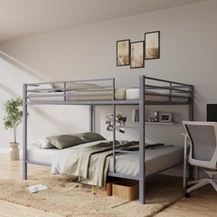 Full Over Full Bunk Bed Double Deck Heavy Metal Frame No Mattress w/ Guard Rail