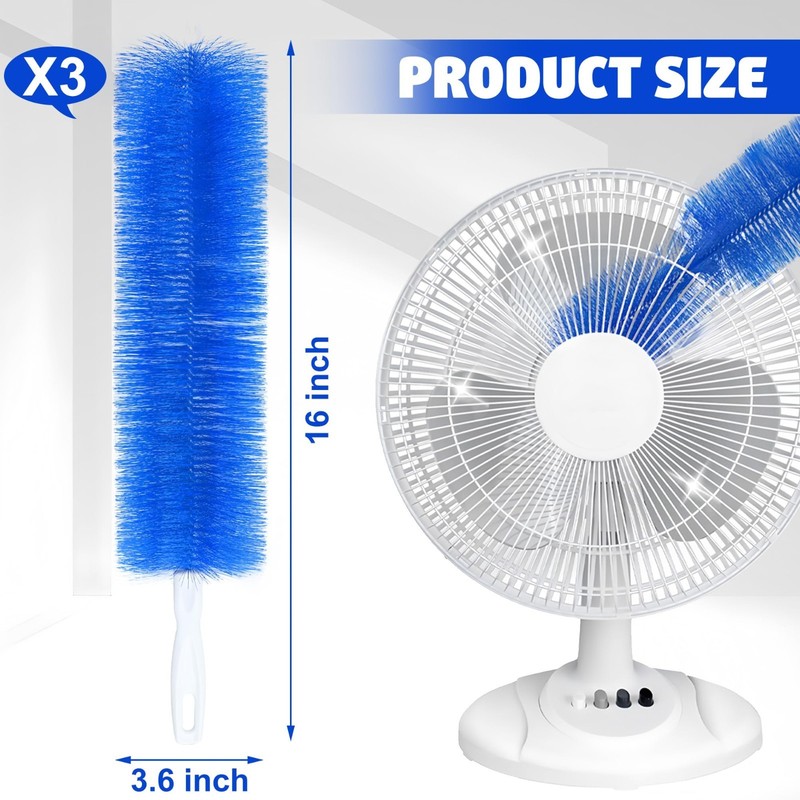 3-Pack Bendable Fan Cleaning Brush – Reusable Microfiber Duster for Fans&Curtain gallery