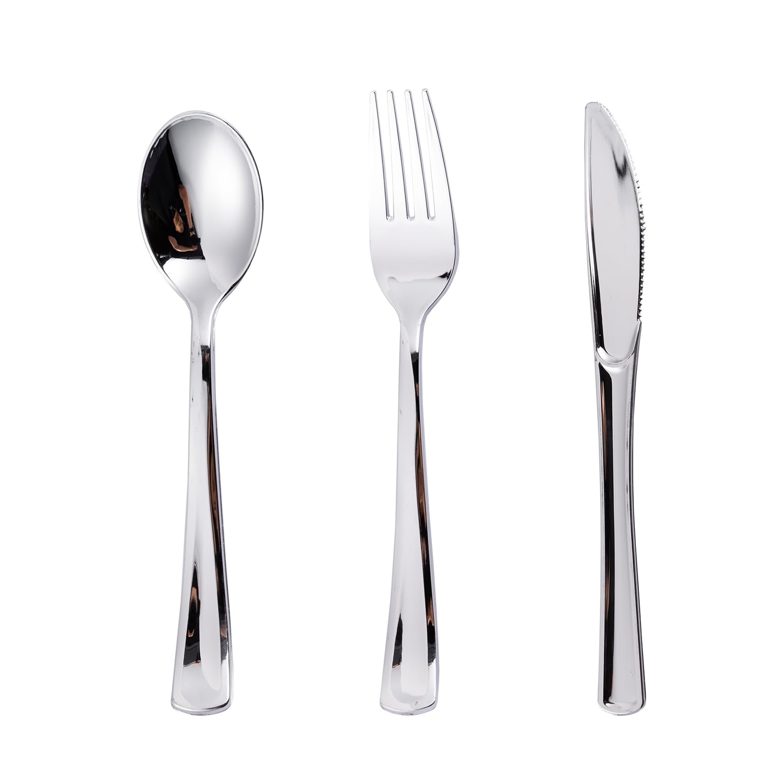 N9R 300PCS Silver Plastic Silverware Set, 100 Forks, Silver-300pcs, gallery